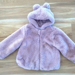 Liv & Lottie Faux Fur Coat With Puff Ears Hood 4T Thick Toddler Coat